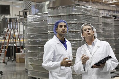 Mitarbeiter führt Qualitätskontrolle an Bauteilen durch