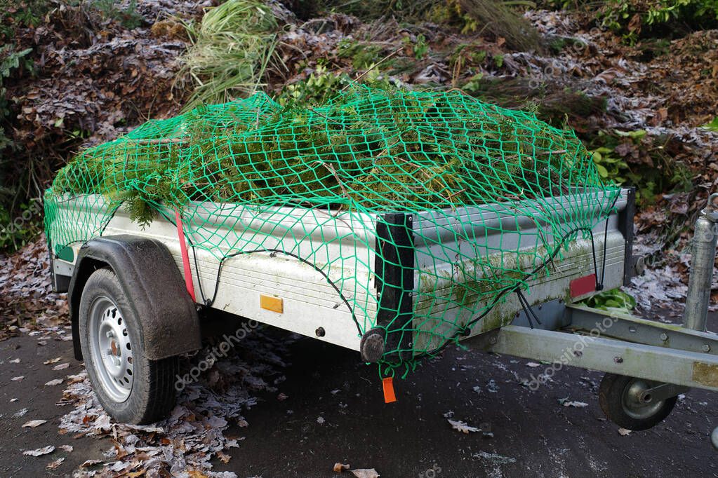 Anhänger mit Grünschnitt auf einem Firmengelände